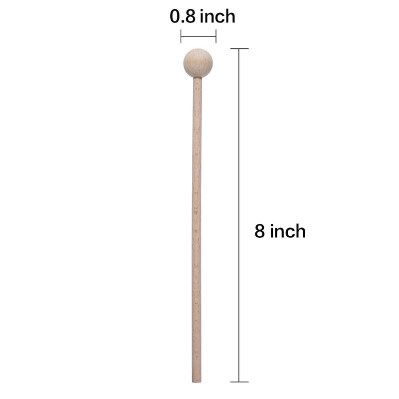 Mihey Wood Mallets Percussion Sticks for Xylophone, Chime, Wood Block, Glockenspiel and Bells, 8 Inch Long - Image 4